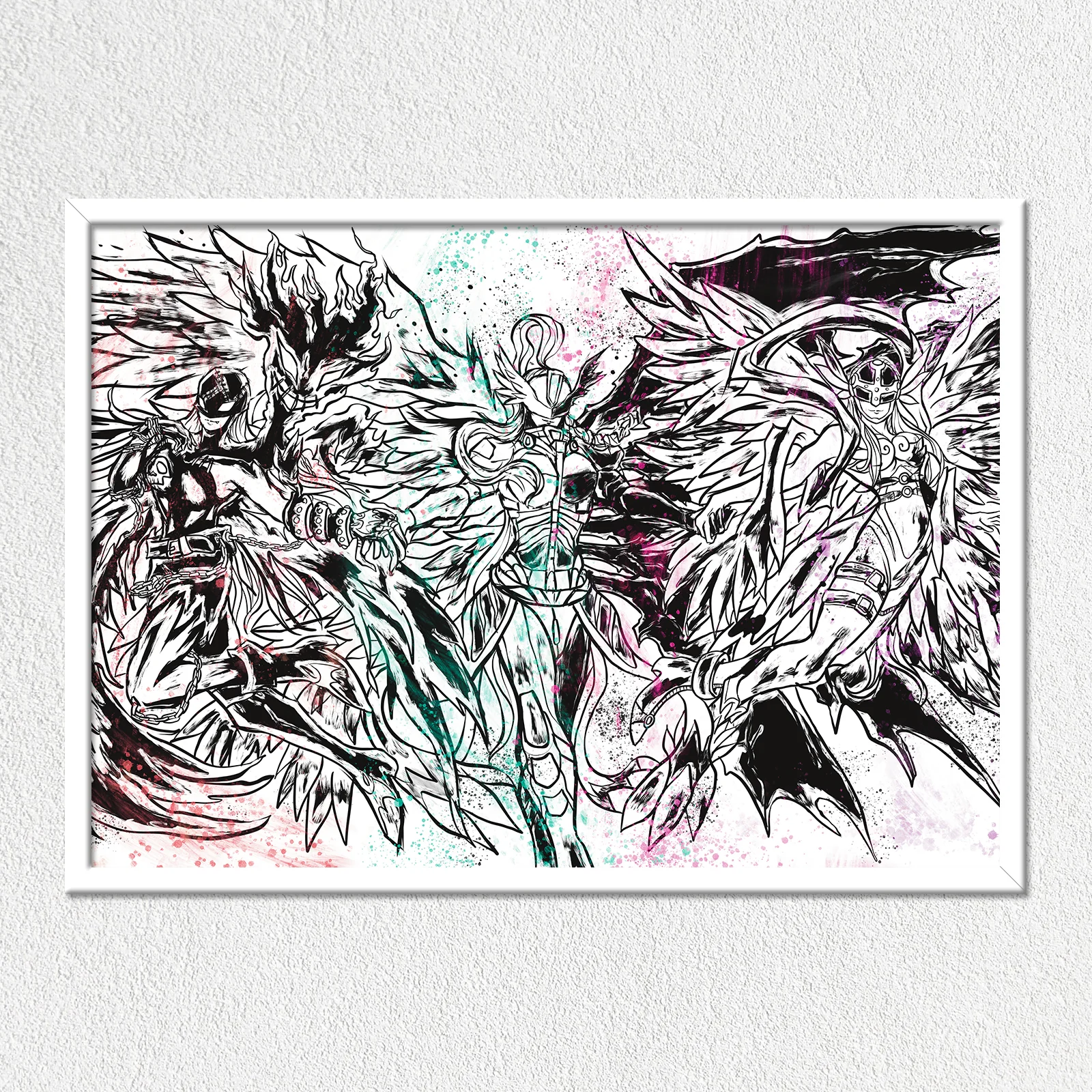 Angels Sumi-e Painting Mounted Art Print - Image 2