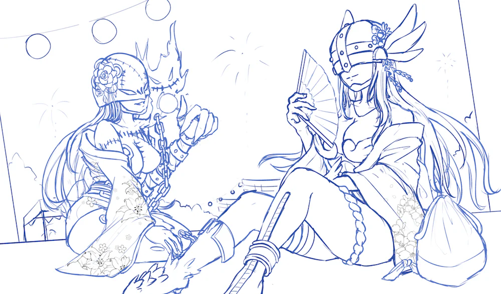 Angewomon & LadyDevimon Summer Festival Natsu Matsuri TCG Playmat - Image 4
