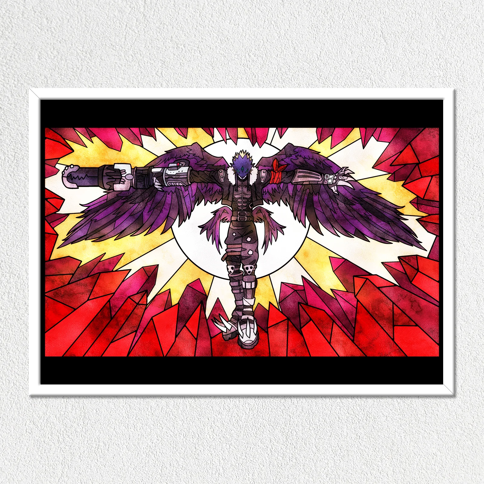 Beelzemon Burst Mode Stained Glass Mounted Art Print