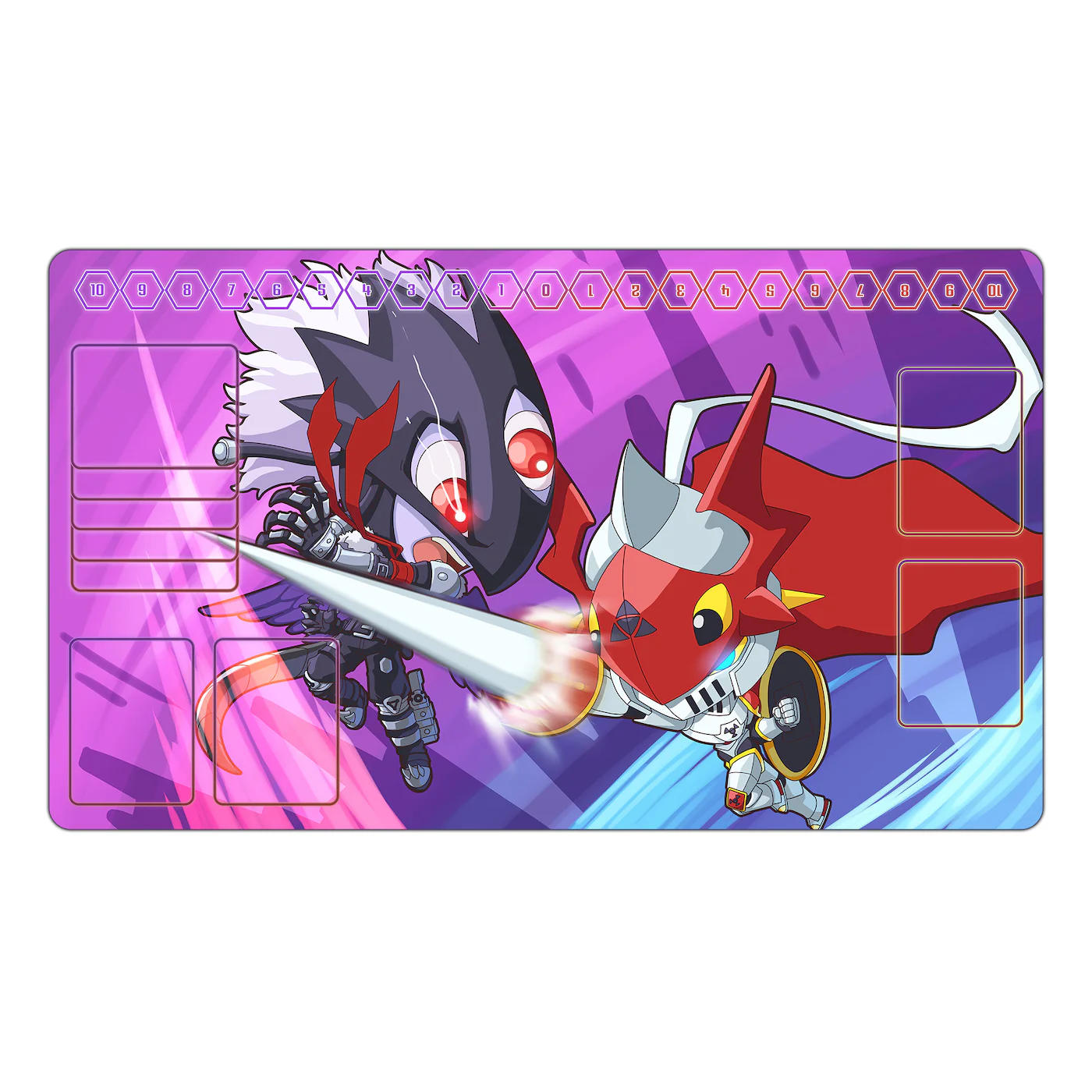 Beelzemon vs Gallantmon Chibi Art TCG Playmat - Image 2