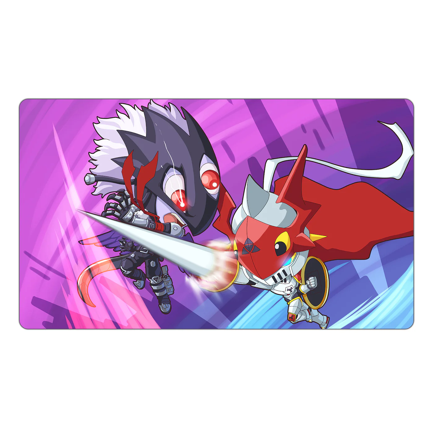 Beelzemon vs Gallantmon Chibi Art TCG Playmat - Image 3