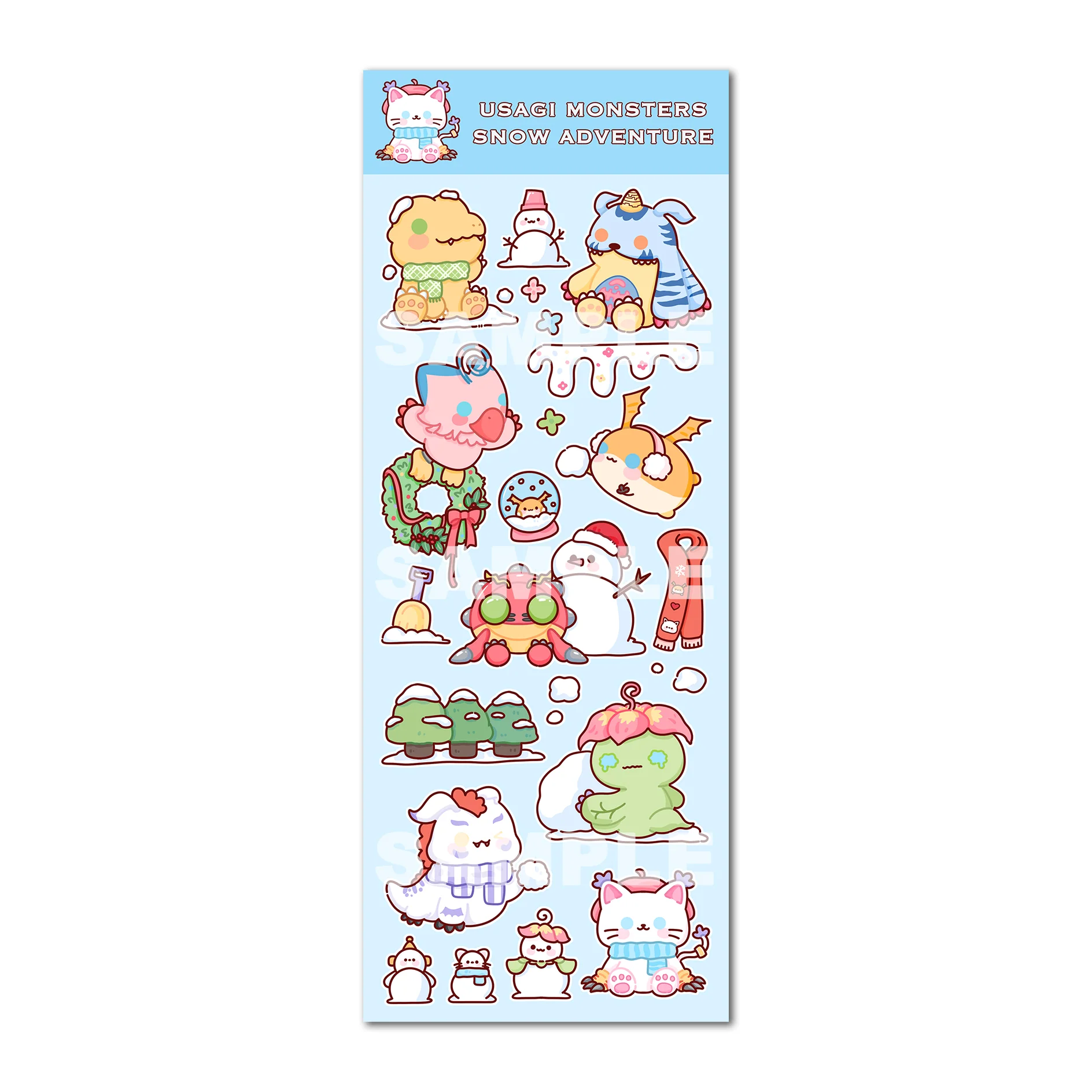 Digital Snow Adventure Waterproof Transparent Sticker Set