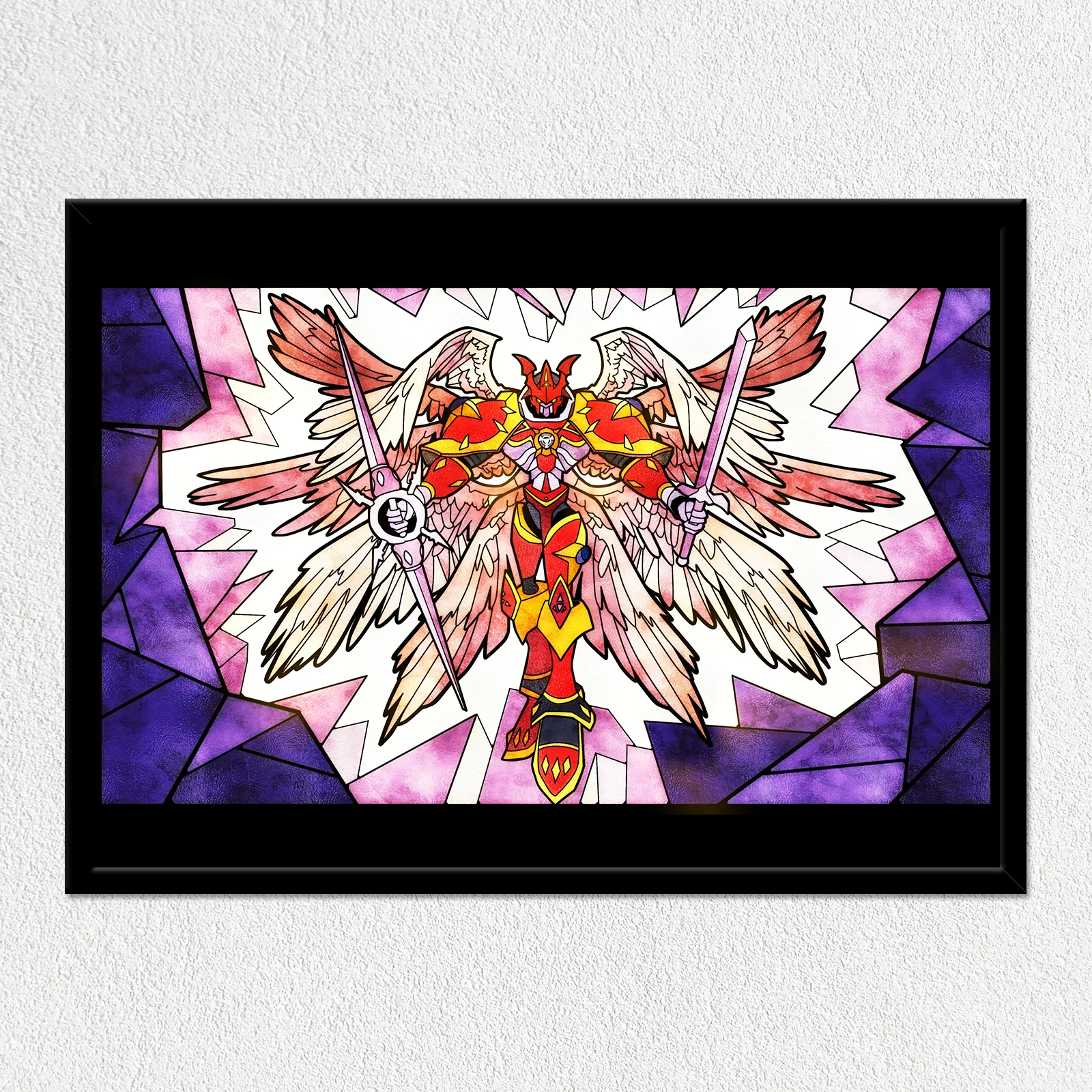 Gallantmon Crimson Mode Stained Glass Mounted Art Print - Image 2