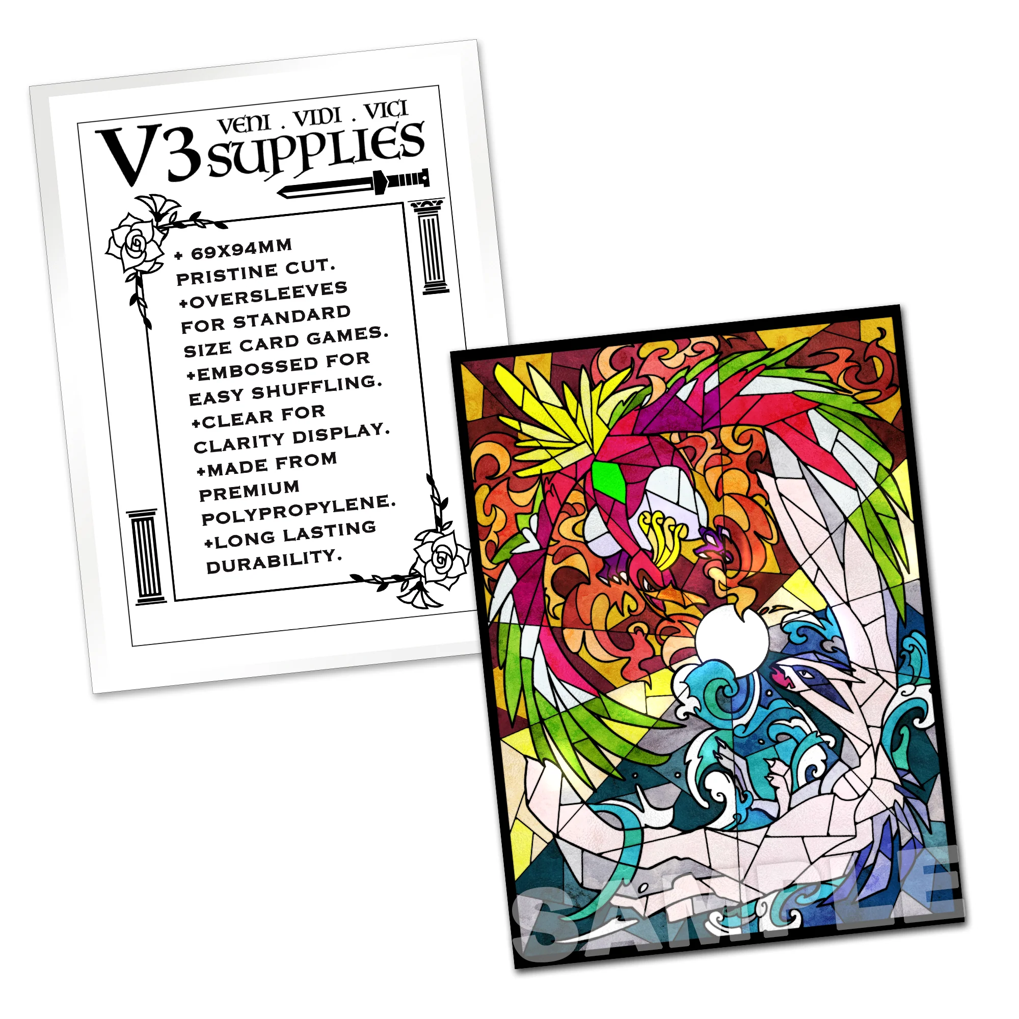 Ho-oh & Lugia Stained Glass Art Standard Size Card Sleeves - Image 2