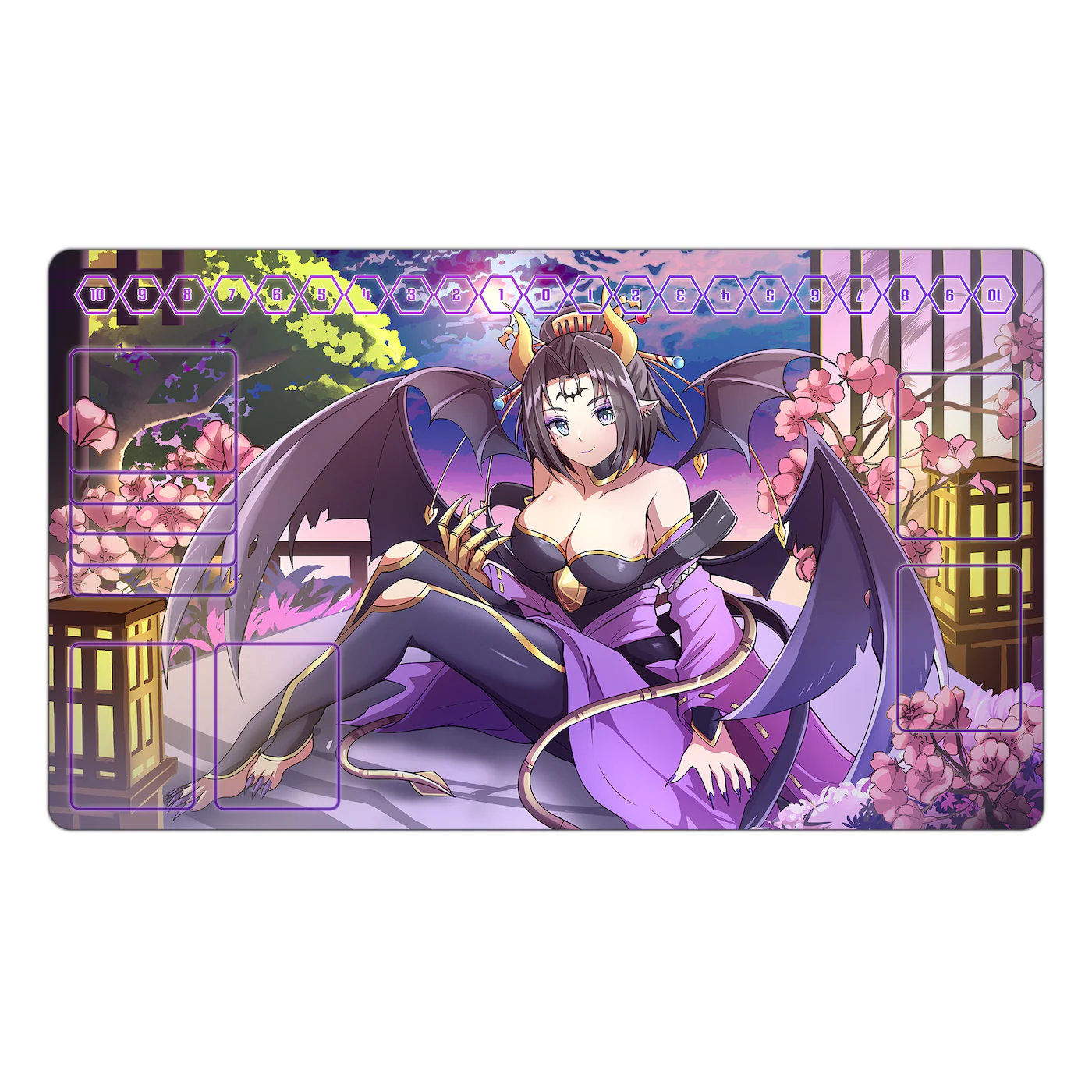 Lilithmon resting in a Ryokan TCG Playmat - Image 2
