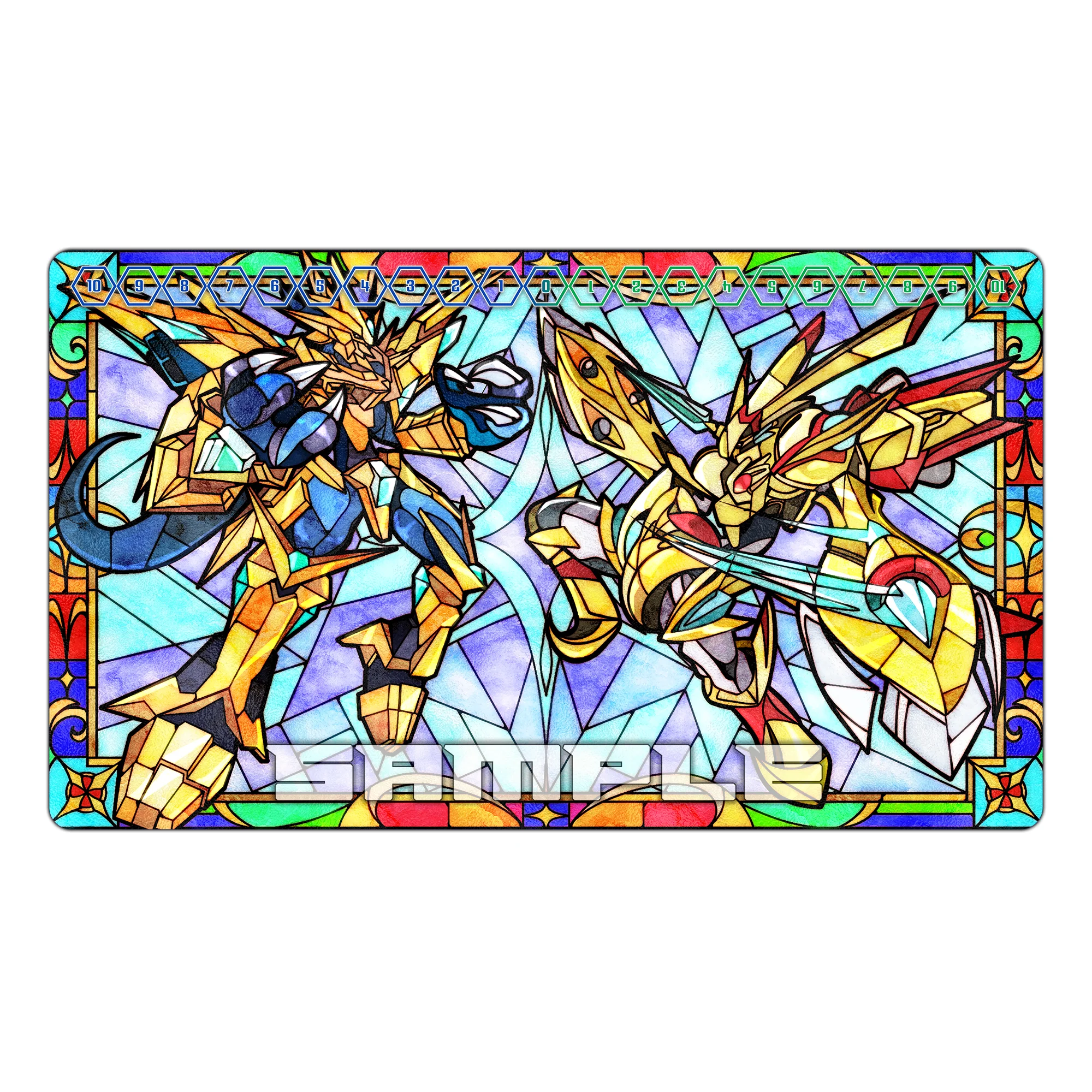 Magnamon X and Rapidmon X Stained Glass Art TCG Playmat - Image 2