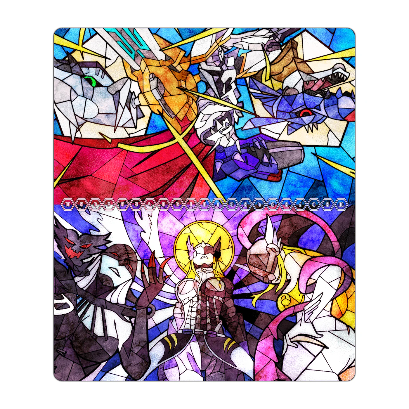 Mastemon & Omnimon Stained Glass Art TCG 2-Player Playmat - Image 2