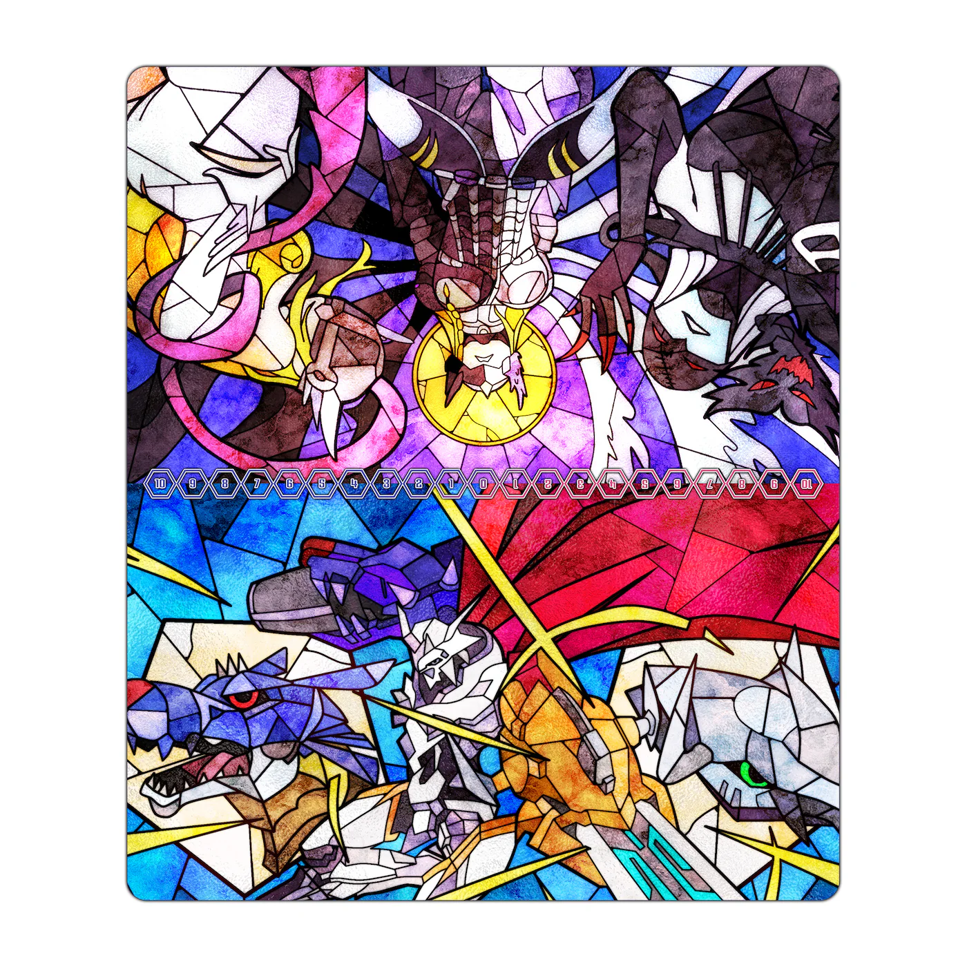 Mastemon & Omnimon Stained Glass Art TCG 2-Player Playmat - Image 3