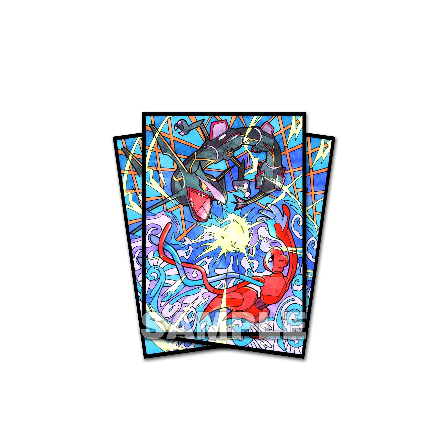 Rayquaza & Deoxys Stained Glass Art Standard Size Card Sleeves