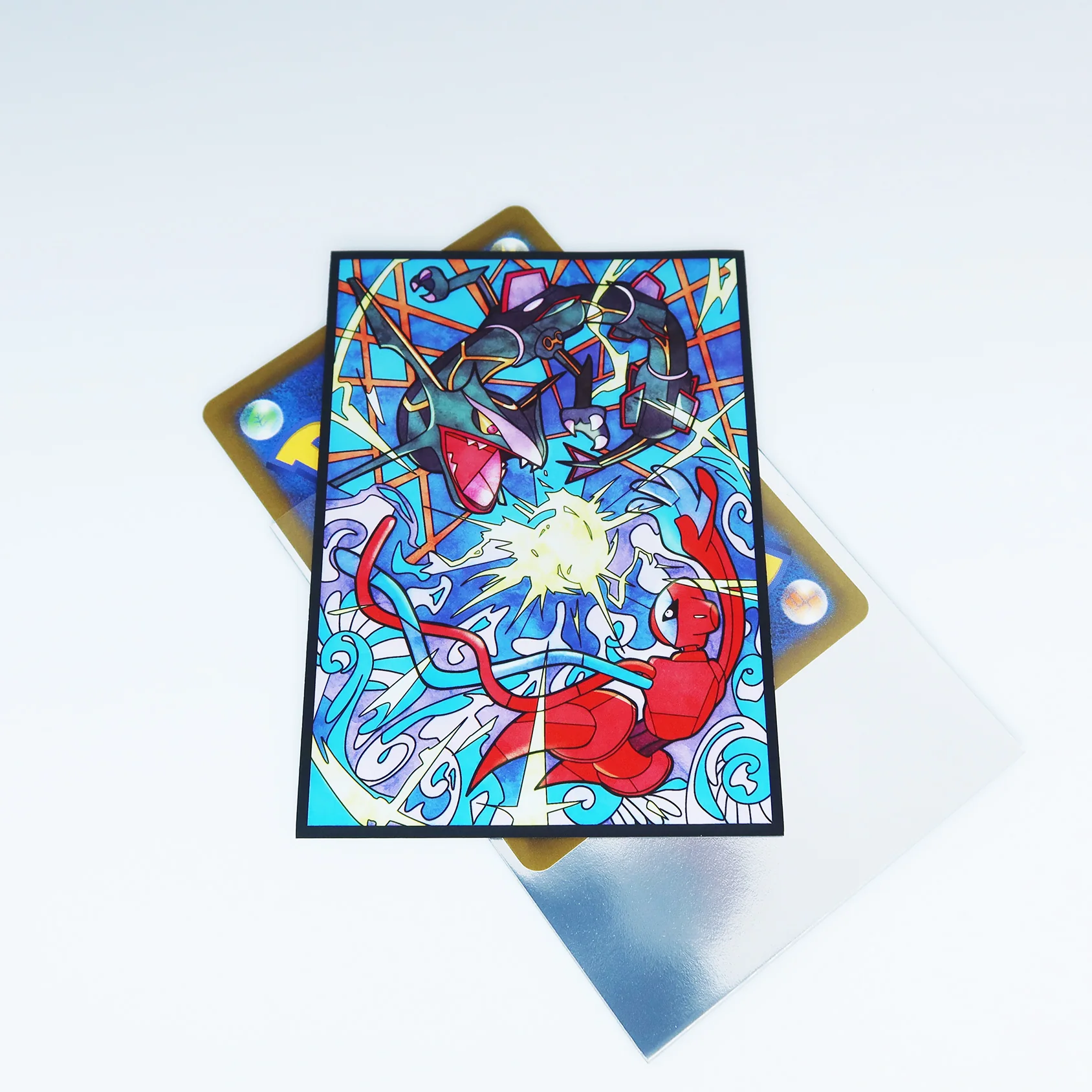 Rayquaza & Deoxys Stained Glass Art Standard Size Card Sleeves - Image 3