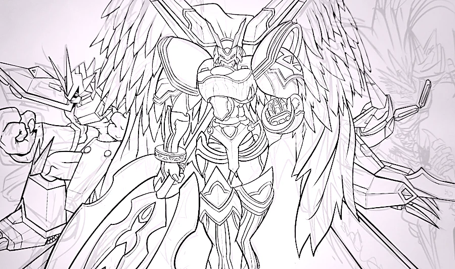 Royal Knights Sumi-e : Magnamon, Alphamon & Jesmon TCG Playmat - Image 3