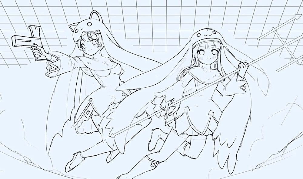 Sistermon Noir & Sistermon Blanc Anime Style TCG Playmat - Image 4
