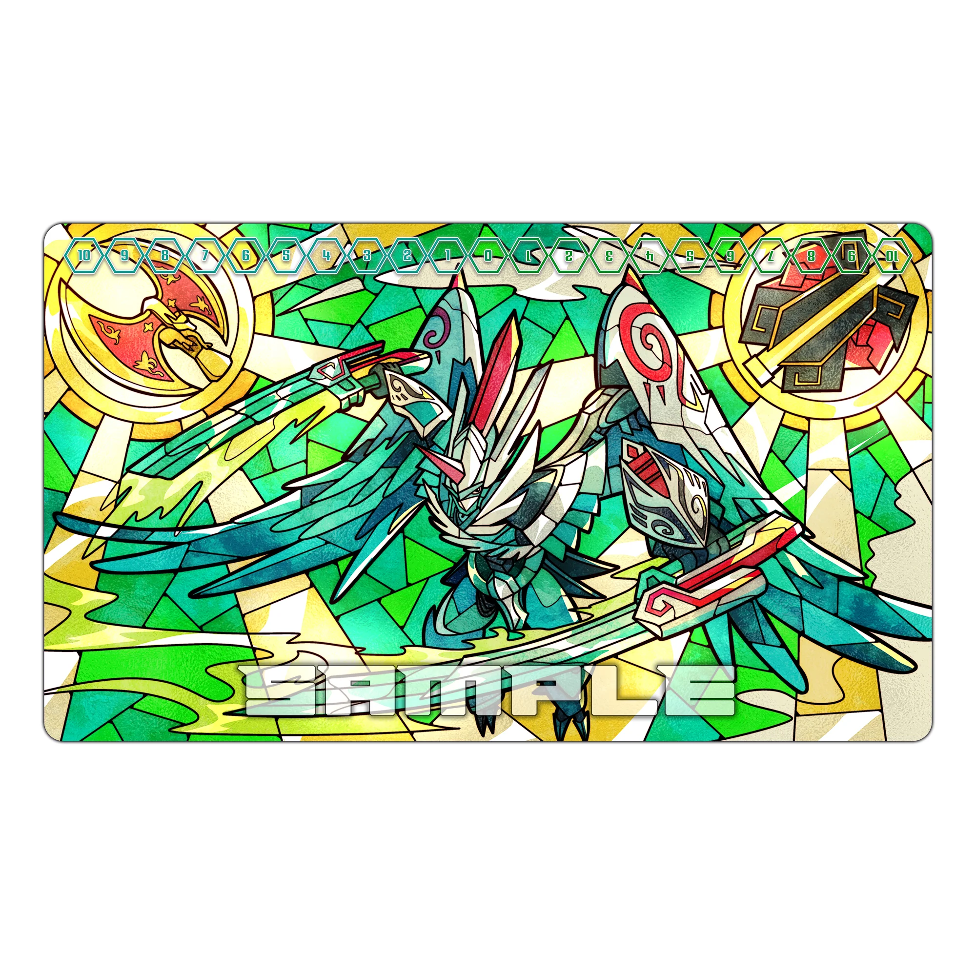 Vortex Warrior Zephagamon Stained Glass Art TCG Playmat - Image 2